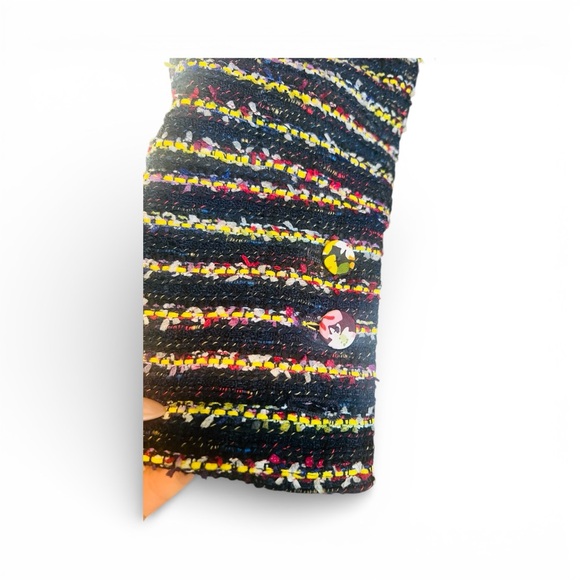 Cabi Womans Navy Headline Topper Multi Stripe Flower Accent Tweed Coat Size 8 - Picture 3 of 8